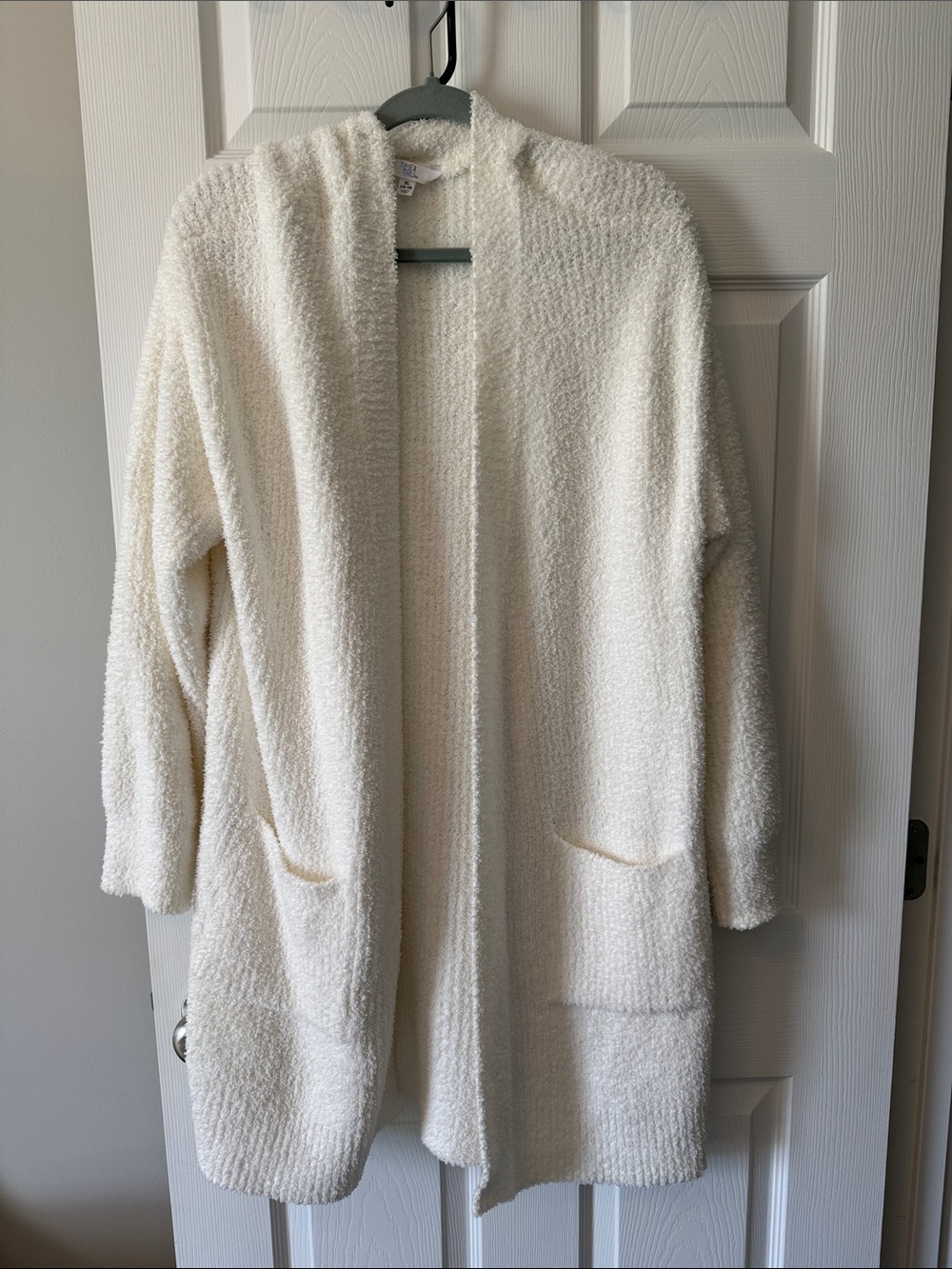 Time and Tru Cream Open-Front Plush Cardigan